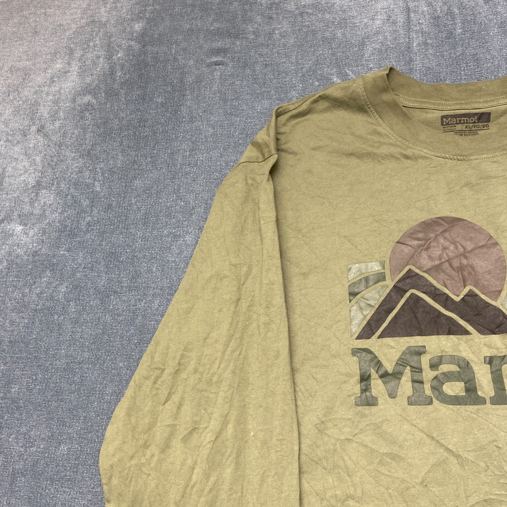 Marmot T Shirt Mens XL Green Graphic Print Long Sleeve Crewneck Casual Pullover - Picture 5 of 13